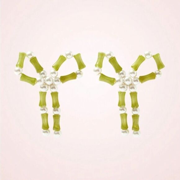 Boho pearl bow earrings M536 - Picture 2 of 5